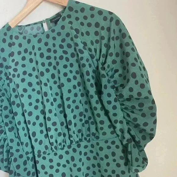 Who What Wear Green Polka Dot Dress Size Medium - Picture 3 of 13